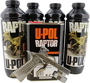 U-Pol Gun Black Urethane Truck Bed Liner Kit with 726 Gun