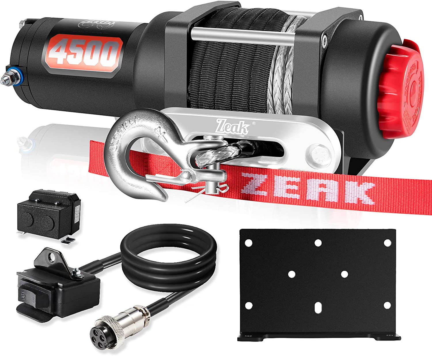 ZEAK 4500lb Electric Synthetic Rope ATV/UTV Winch