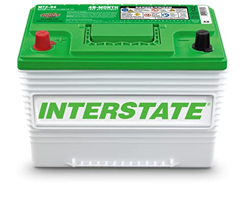 Interstate Batteries Automotive Battery 12V 63Ah (Group 34, 24) Pure Lead AGM, Deep Cycle, Top Post Automobile Replacement Battery (MTZ-34) Cars, Jeeps, SUVs, Trucks, Minivans