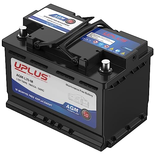 UPLUS BCI Group 48 AGM Start-Stop Battery, AGM-L70-M Maintenance Free 12V 70Ah Car Batteries H6 L3 Automotive Battery, 760A CCA