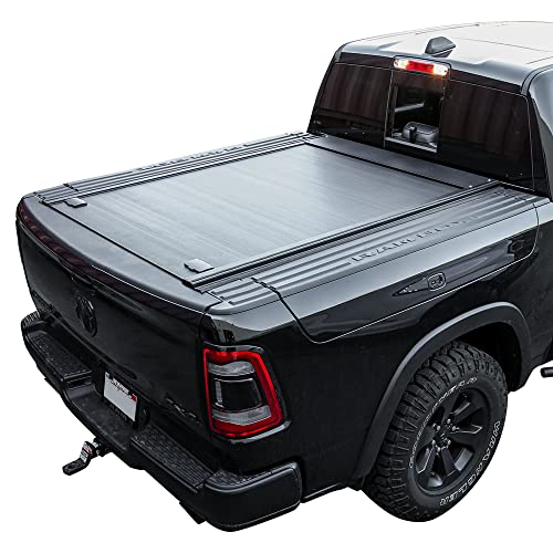 Syneticusa Retractable Hard Tonneau Cover for 2009-2019 Dodge Ram 1500 with Rambox 5'7" Bed Aluminum Low Profile Waterproof