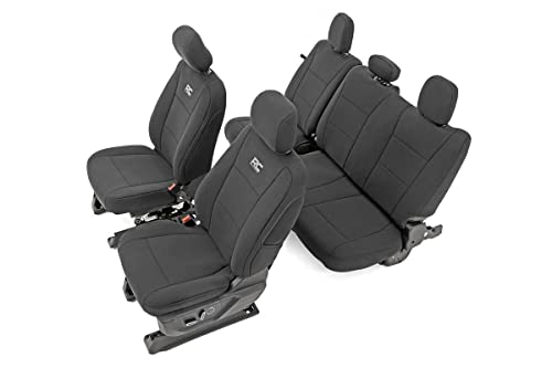 Rough Country F&R Neoprene Seat Covers for 15-22 F-150 | 17-22 F-250/350-91018, Front/Rear, Black