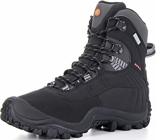 XPETI Men’s Thermator Mid-Rise Waterproof Hiking Boot Insulated Non-Slip Black 9.5