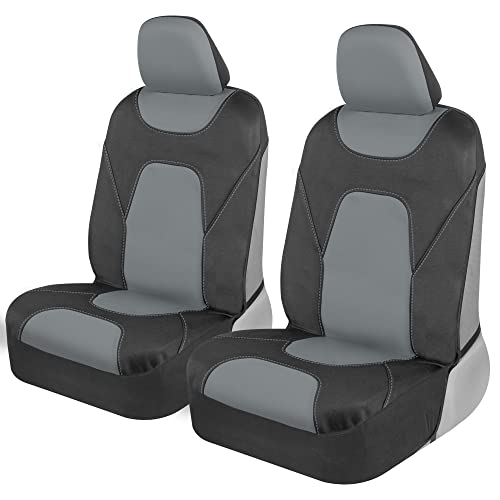 Motor Trend AquaShield Car Seat Covers for Front Seats, Gray – Two-Tone Waterproof Seat Covers for Cars, Neoprene Front Seat Cover Set, Interior Covers for Auto Truck Van SUV