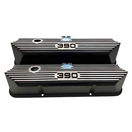 Compatible with Ford FE 390 Tall Black Die-Cast Aluminum Valve Covers