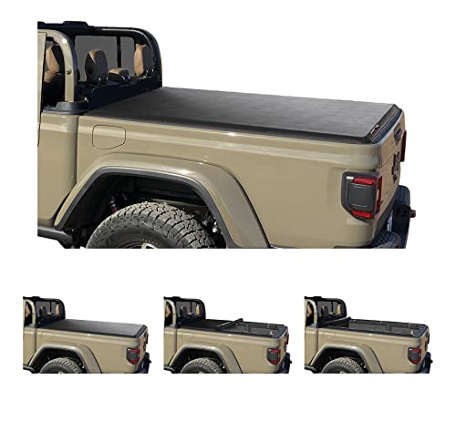 North Mountain Soft Roll Up Tonneau Cover for Jeep Gladiator (JT) 5ft Truck Bed, Compatible with 2020 2021 2022 2023 Jeep Gladiator (JT) 5ft Pickup Truck Bed 60.3" (w or w/o Track Rail System)