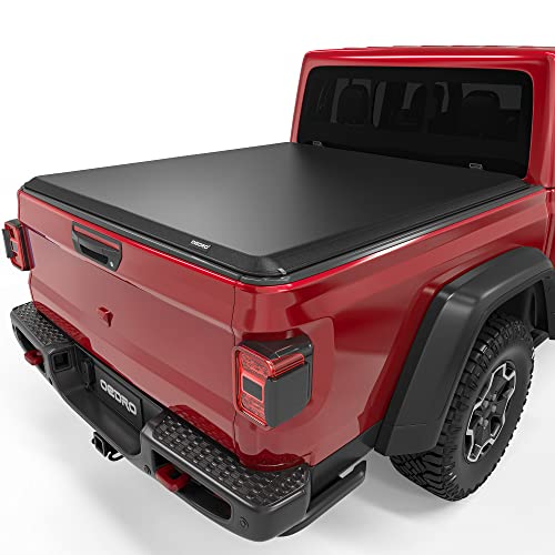 oEdRo Soft Roll Up Truck Bed Tonneau Cover Compatible with 2020-2023 Jeep Gladiator JT, Fleetside 5 Feet Bed