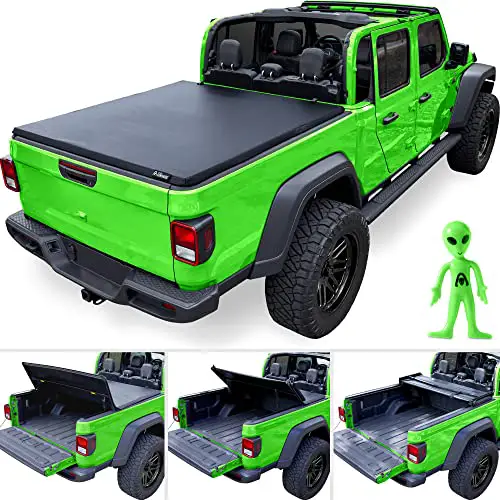 Alien Sunshade Jeep Gladiator Bed Cover - Jeep Gladiator Tonneau Cover, 5ft Trifold Bed Cover with Weatherproof Durable Vinyl, Easy Installation - Jeep Gladiator Accessories