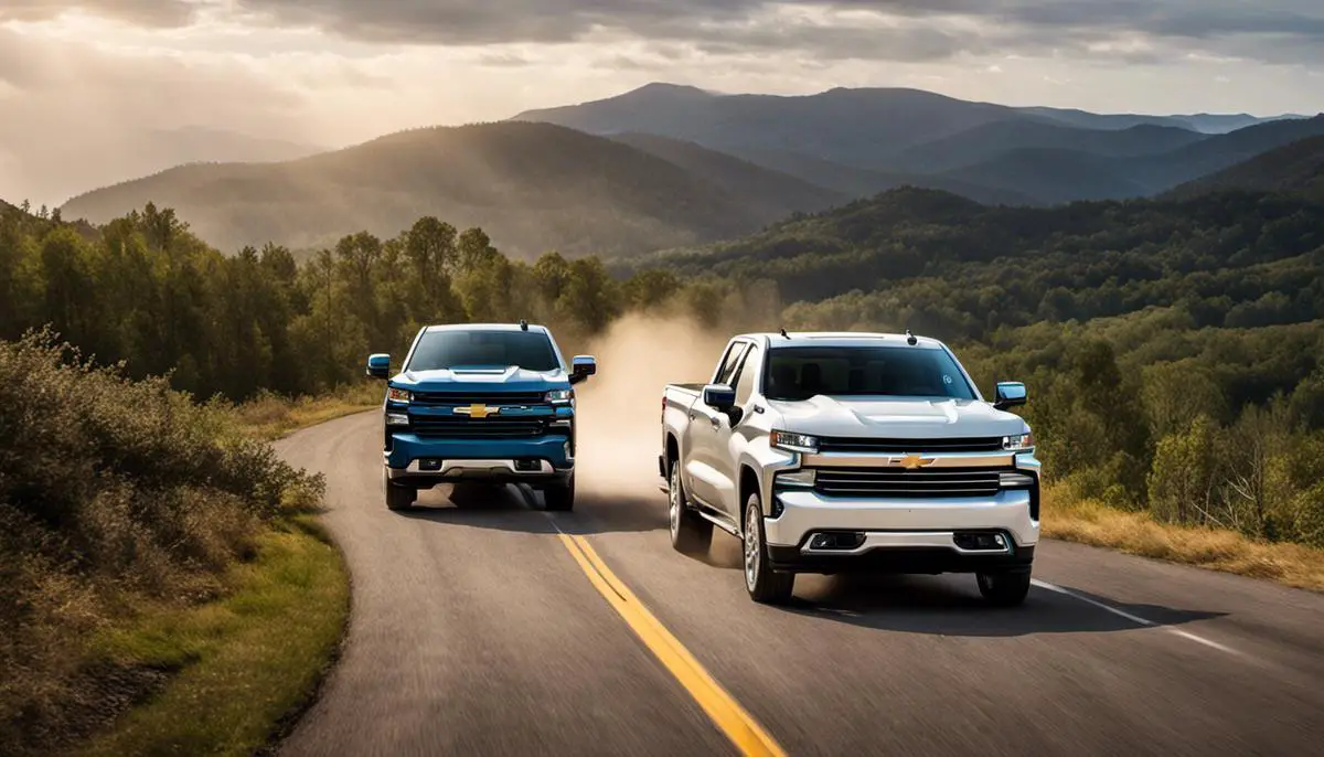 An image of the 2019 Silverado 1500 tow mirrors against a scenic background, demonstrating their functionality and durability for all weather and road conditions.