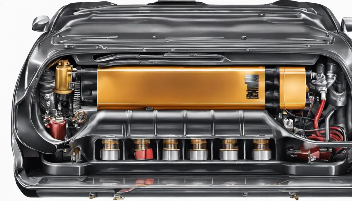 Illustration of a car battery and its components