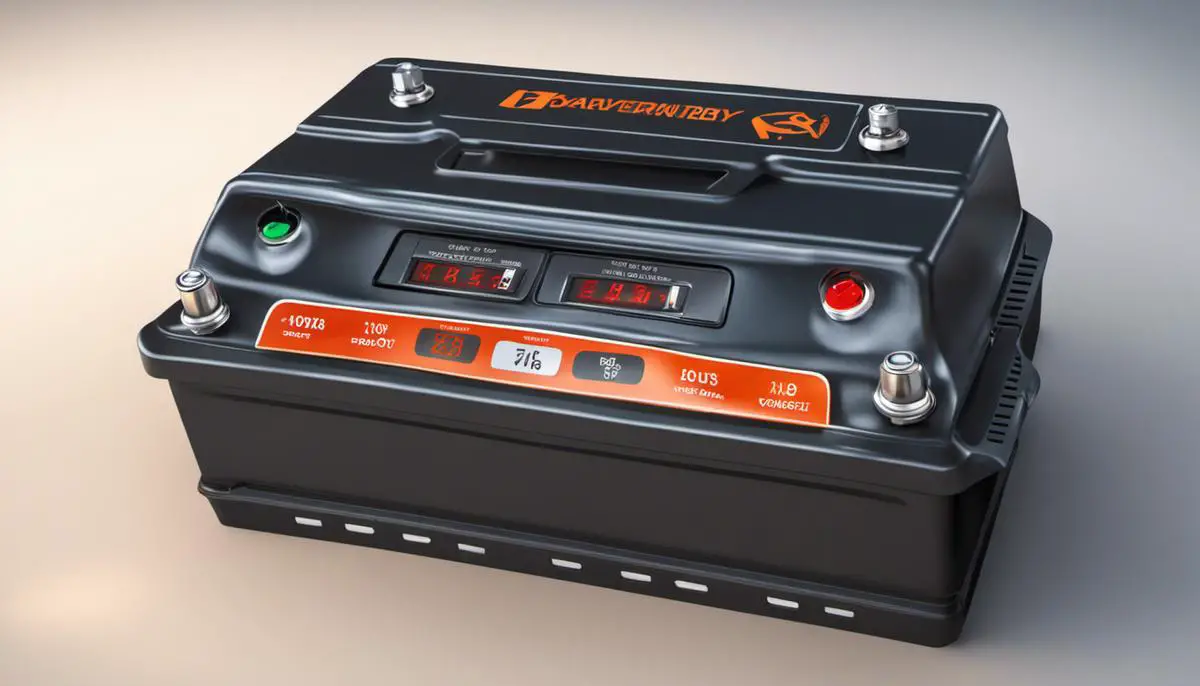 Illustration of a car battery with voltage symbols, representing the topic of understanding car battery voltage.
