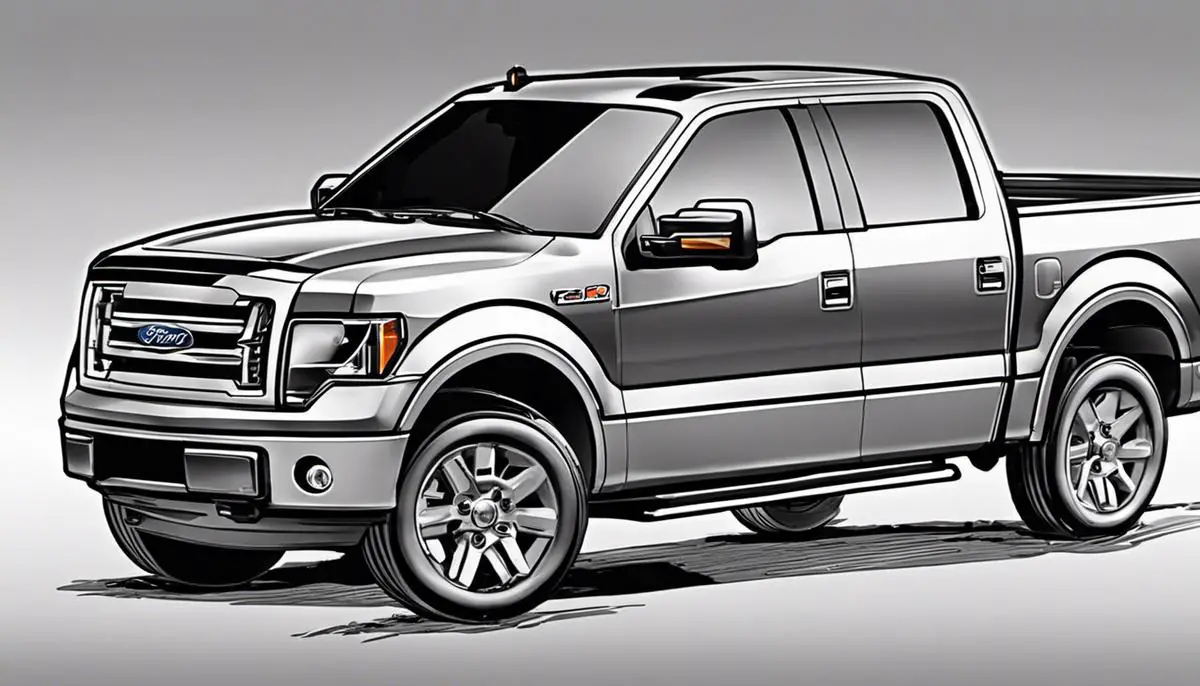 A step-by-step guide on how to draw the Ford F150 pickup truck with clear outlines and easy-to-follow instructions.