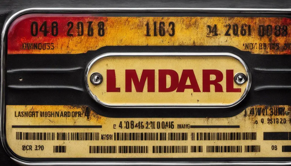 Image of a vehicle manufacturer tag with a faded paint code